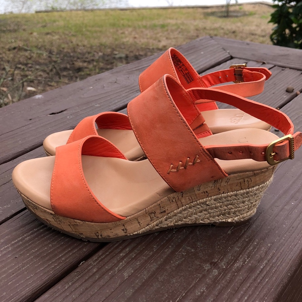 Orange Ugg Wedge Sandals